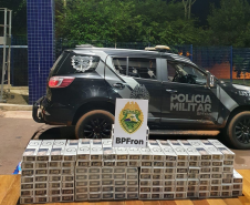 Cigarros e brinquedos contrabandeados são apreendidos pelo BPFRON em São Miguel do Iguaçu