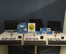 AIFU apreende quatro máquinas caça-níquel e produtos contrabandeados em Curitiba