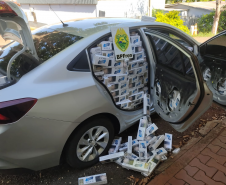 Veículo furtado em São Paulo é apreendido pelo BPFRON carregado com cigarros no Oeste do estado