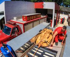 Primeiro grupo de bombeiros paranaenses e cães de faro viaja para Petrópolis