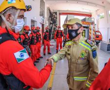 Primeiro grupo de bombeiros paranaenses e cães de faro viaja para Petrópolis