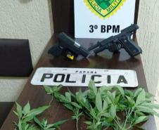 Polícia Militar apreende quatro armas de fogo e prende dois homens em Pato Branco, no sudoeste