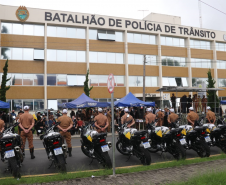 Batalhão de Trânsito completa 70 anos e recebe 45 novas motocicletas durante solenidade em Curitiba