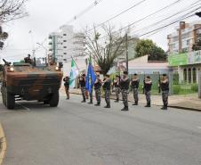 Tropas da Polícia Militar participam do desfile cívico-militar alusivo ao Dia da Independência. 