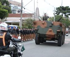 Tropas da Polícia Militar participam do desfile cívico-militar alusivo ao Dia da Independência. 