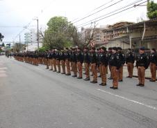 Tropas da Polícia Militar participam do desfile cívico-militar alusivo ao Dia da Independência. 