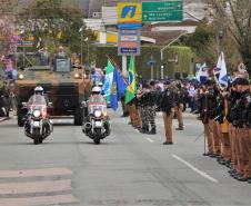 Tropas da Polícia Militar participam do desfile cívico-militar alusivo ao Dia da Independência. 