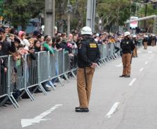 Tropas da Polícia Militar participam do desfile cívico-militar alusivo ao Dia da Independência. 