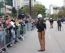 Tropas da Polícia Militar participam do desfile cívico-militar alusivo ao Dia da Independência. 