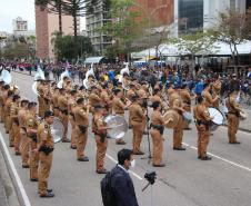 Tropas da Polícia Militar participam do desfile cívico-militar alusivo ao Dia da Independência. 