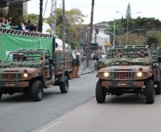 Tropas da Polícia Militar participam do desfile cívico-militar alusivo ao Dia da Independência. 