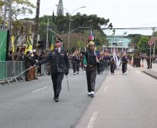 Tropas da Polícia Militar participam do desfile cívico-militar alusivo ao Dia da Independência. 