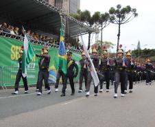 Tropas da Polícia Militar participam do desfile cívico-militar alusivo ao Dia da Independência. 