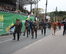 Tropas da Polícia Militar participam do desfile cívico-militar alusivo ao Dia da Independência. 