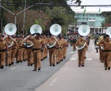 Tropas da Polícia Militar participam do desfile cívico-militar alusivo ao Dia da Independência. 