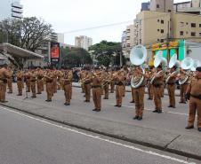 Tropas da Polícia Militar participam do desfile cívico-militar alusivo ao Dia da Independência. 