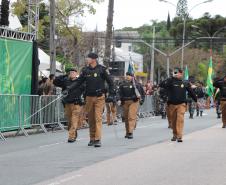 Tropas da Polícia Militar participam do desfile cívico-militar alusivo ao Dia da Independência. 