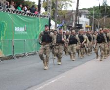 Tropas da Polícia Militar participam do desfile cívico-militar alusivo ao Dia da Independência. 