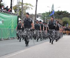 Tropas da Polícia Militar participam do desfile cívico-militar alusivo ao Dia da Independência. 