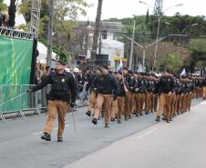 Tropas da Polícia Militar participam do desfile cívico-militar alusivo ao Dia da Independência. 