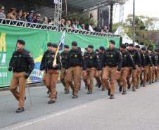 Tropas da Polícia Militar participam do desfile cívico-militar alusivo ao Dia da Independência. 