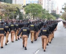 Tropas da Polícia Militar participam do desfile cívico-militar alusivo ao Dia da Independência. 