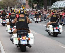 Tropas da Polícia Militar participam do desfile cívico-militar alusivo ao Dia da Independência. 