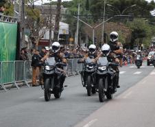 Tropas da Polícia Militar participam do desfile cívico-militar alusivo ao Dia da Independência. 