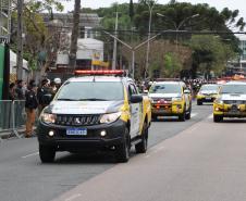 Tropas da Polícia Militar participam do desfile cívico-militar alusivo ao Dia da Independência. 