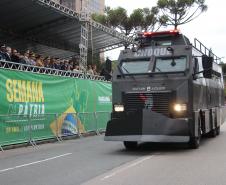 Tropas da Polícia Militar participam do desfile cívico-militar alusivo ao Dia da Independência. 