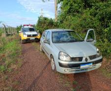 Na região Oeste, PM recupera um carro roubado em Santa Terezinha de Itaipu.