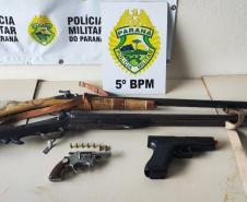 Os armamentos foram apreendidos no Parque Ouro Branco em Londrina, na tarde desta segunda-feira (4).