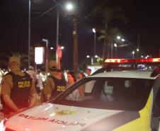 O policiamento ostensivo esteve presente nos locais de maior movimento, como praias, praças e eventos públicos, garantindo a segurança durante os shows e queima de fogos.