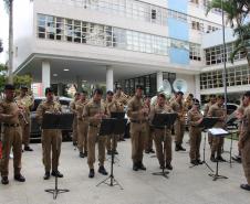 Durante a solenidade, a PMPR e a Banda da Polícia Militar do Paraná receberam reconhecimento pelo trabalho desenvolvido 
