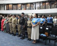 Durante a solenidade, a PMPR e a Banda da Polícia Militar do Paraná receberam reconhecimento pelo trabalho desenvolvido 