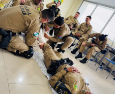 BPTran realiza instruções de Atendimento Pré-Hospitalar para policiais militares
