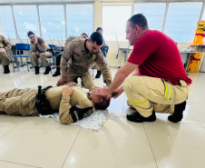BPTran realiza instruções de Atendimento Pré-Hospitalar para policiais militares