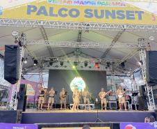 O espetáculo aconteceu no Palco Sunset, instalado no Morro do Cristo