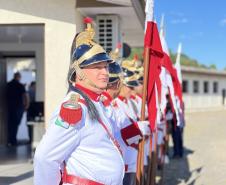  O ato marcou a entrega do comando do tenente-coronel Luiz Alexandre Murbach Soares ao major Paulo Fernando Pires Ribeiro