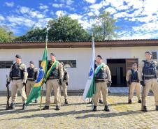  O ato marcou a entrega do comando do tenente-coronel Luiz Alexandre Murbach Soares ao major Paulo Fernando Pires Ribeiro