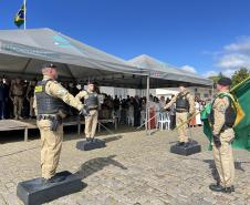  O ato marcou a entrega do comando do tenente-coronel Luiz Alexandre Murbach Soares ao major Paulo Fernando Pires Ribeiro