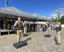  O ato marcou a entrega do comando do tenente-coronel Luiz Alexandre Murbach Soares ao major Paulo Fernando Pires Ribeiro