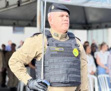  O ato marcou a entrega do comando do tenente-coronel Luiz Alexandre Murbach Soares ao major Paulo Fernando Pires Ribeiro
