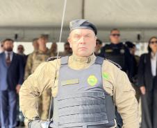  O ato marcou a entrega do comando do tenente-coronel Luiz Alexandre Murbach Soares ao major Paulo Fernando Pires Ribeiro