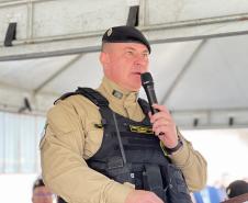  O ato marcou a entrega do comando do tenente-coronel Luiz Alexandre Murbach Soares ao major Paulo Fernando Pires Ribeiro