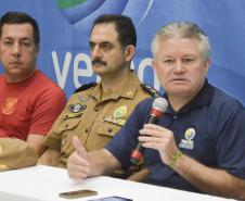 05 02 18 MatinhosDa esquerda para direita Major Edson Oliveira Avila Subcomandante do 8ºGBCel QOPM Chehade Elias Geha Comandante do 6º CRPMCel QOPM Élio de Oliveira Manoel  Secretário Chefe da Casa Militar e Coordenador Geral do Verão Paraná