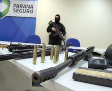Curitiba, 06 de Fevereiro de 2018. Coletiva de imprensa SESP sobre a tentativa de roubo à carros fortes nos Campos Gerais.