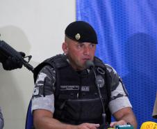Curitiba, 06 de Fevereiro de 2018. Coletiva de imprensa SESP sobre a tentativa de roubo à carros fortes nos Campos Gerais.