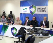 Curitiba, 06 de Fevereiro de 2018. Coletiva de imprensa SESP sobre a tentativa de roubo à carros fortes nos Campos Gerais.