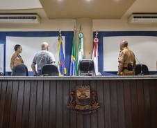 16 02 18 GuaratubaReunião finalizando os trabalhos da Operação Verão com a tropa na Câmara de Vereadores